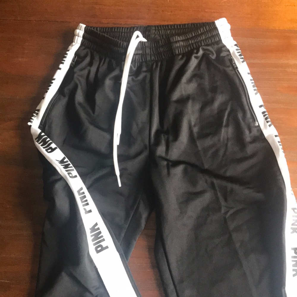 Pink track pants, wide leg, worn once xs